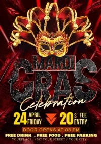 Black Joyful Mardi Gras A1 template