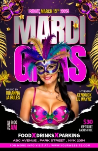 Black Joyful Mardi Grass Party Event Half Page Wide template