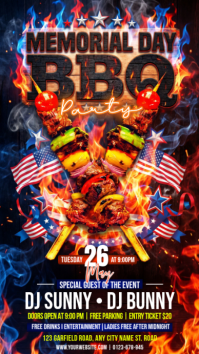 Black Joyful Memorial Day BBQ Party Instagram Story Instagram-verhaal template