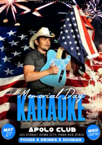 Black Joyful Memorial Day Karaoke Event A4 Video template