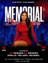Black Joyful Memorial Day Party Flyer Volante (Carta US) template