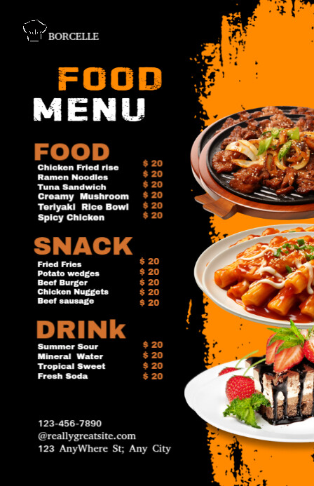 Black Joyful Menu Of Restaurant  Tabloid template