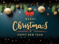 Black Joyful Merry Christmas & Happy New Year Video Yard Sign Tuinbord template