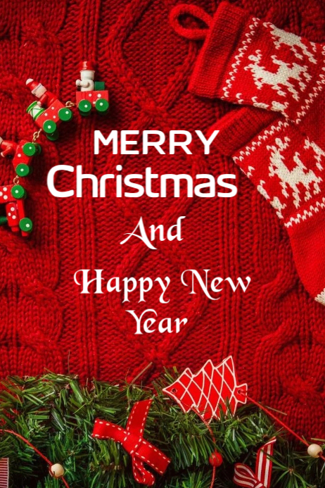 Black Joyful Merry Christmas And Happy New Year Poster Template ...
