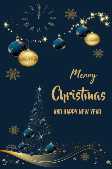 Black Joyful Merry Christmas And New Year Templates Online Greeting ...