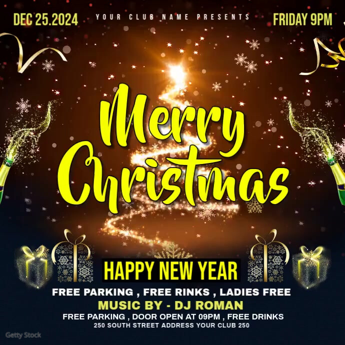 Copy of Black Joyful Merry Christmas Flyer Square (1:1) | PosterMyWall