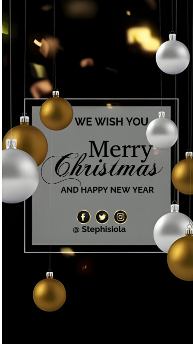 Copy of Black Joyful Merry Christmas Greeting Card Instagram Story ...