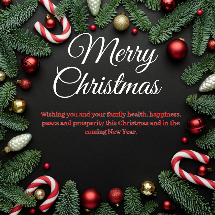 Black Joyful Merry Christmas Instagram Post Template | PosterMyWall