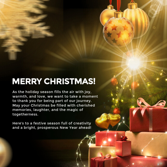 Black Joyful Merry Christmas  Instagram Post template