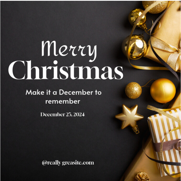 Copy of Black Joyful Merry Christmas With Black And Gold Background ...
