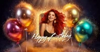 Black Joyful Metallic Ballons Birthday Video Music Facebook Shared Image template