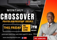 Black Joyful Monthly Crossover Prayer And Worship Service  Postcard template