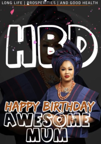 Black Joyful Mother's Birthday Poster  A4 template