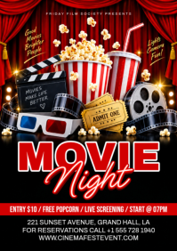 Negro Movie Night Event A4 Template