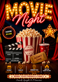 Negro Movie Night Event A4 Template