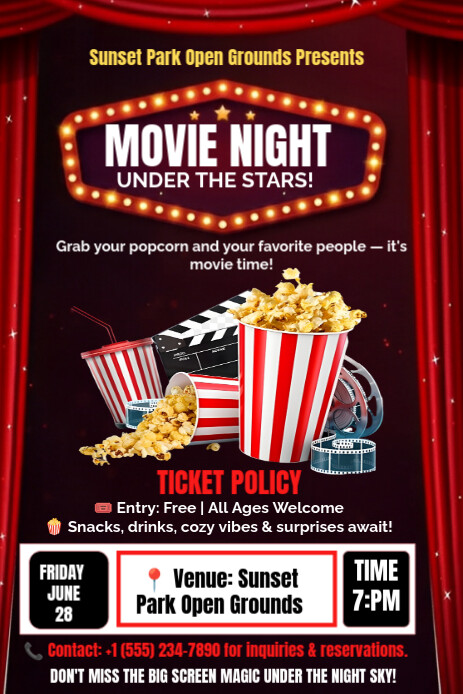 Black Joyful Movie Night Flyer  Pinterest Graphic template