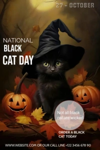 Black Joyful National Black Cat Flyer  Pinterest Graphic template