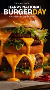 Black Joyful National Burger Day Instagram Story template