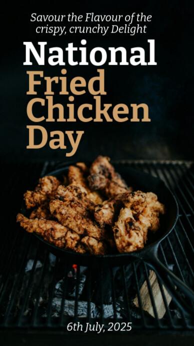 Black Joyful National Fried Chicken Day Instagram Story template