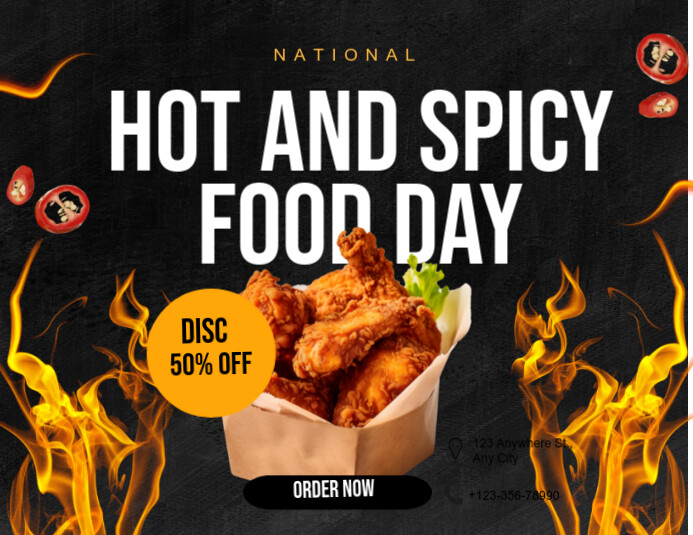Black Joyful National Hot And Spicy Food Day Flyer (us Letter) template
