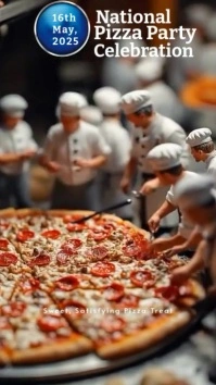 Black Joyful National Pizza Party Day Instagram Reel template