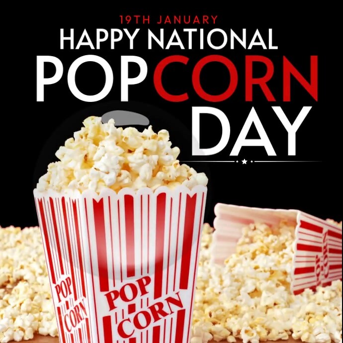 Black Joyful National Popcorn Day Instagram Post Template | PosterMyWall