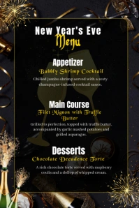Black Joyful New Year's Eve Menu  Pinterest Graphic template