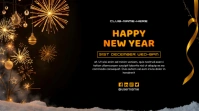 Black Joyful New Year 2025 Celebration Ad Twitter Post template