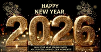 Black Joyful New Year 2026 Countdown Facebook Shared Image template