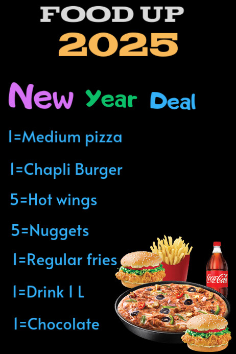Black Joyful New Year Deak Poster template