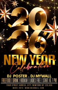 Schwarz New Year Celebration Halv side bred Template