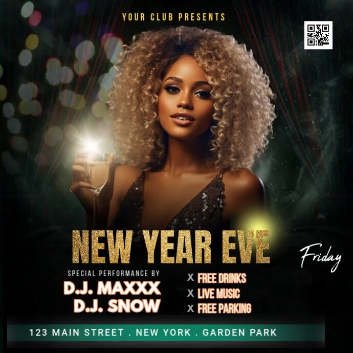 Black Joyful New Year Instagram Post Template | PosterMyWall