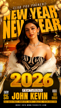 Black Joyful New Year Party 2025 Poster Design Instagram Story template