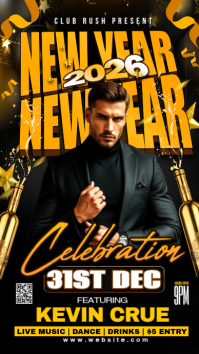 Black Joyful  New Year Party Flyer2026 Instagram Story template