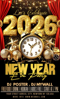 Black Joyful new year party Us Legal template