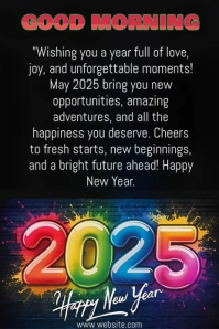 Black Joyful New Year  Pinterest Graphic template
