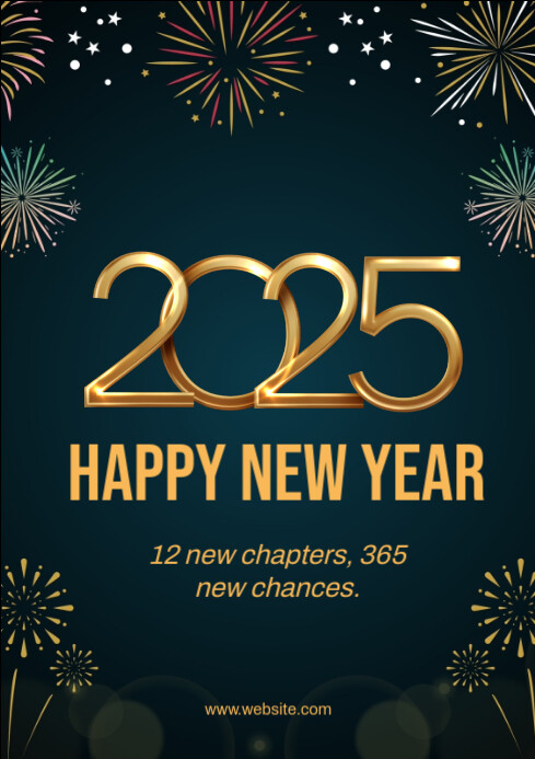 Black Joyful New Year Poster A4 Template | PosterMyWall