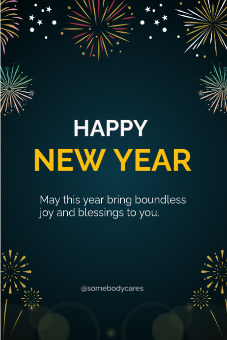 Black Joyful New Year Poster Template | PosterMyWall