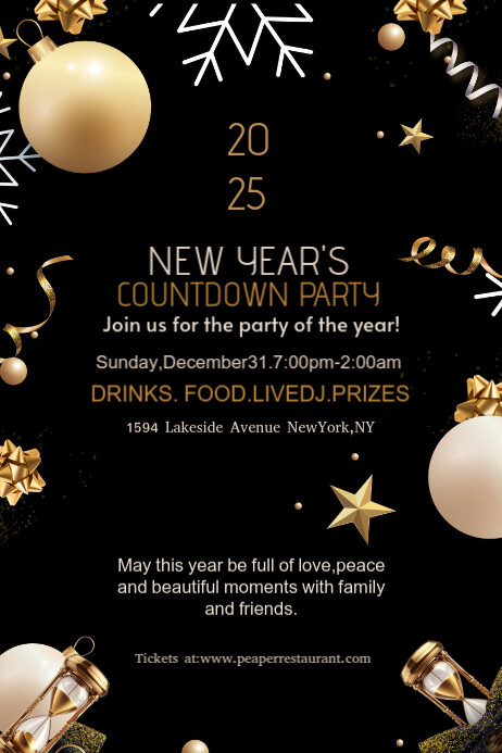 Black Joyful New Year Poster Template | PosterMyWall