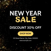 Black Joyful New Year Sale Instagram Post template