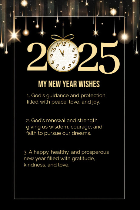Black Joyful New Year Wishes Poster Template | PosterMyWall