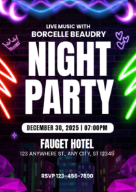 Black Joyful Night Party A6 template