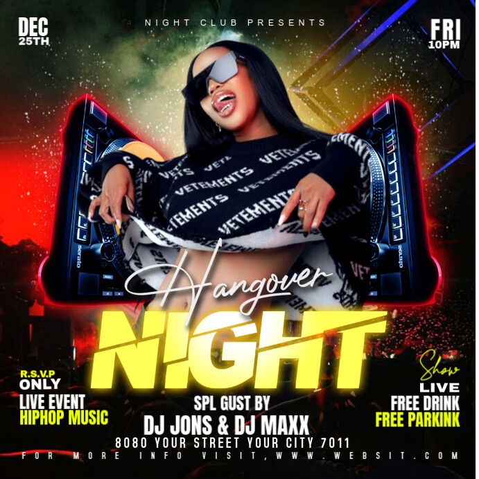 Black Joyful Night Party Hangover Instagram Post Template PosterMyWall