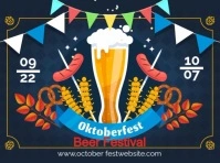 Black Joyful October Fest , Beer Festival Video Yard Sign Gartenschild template