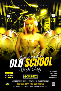 Black Joyful  Old School Party Poster Плакат template