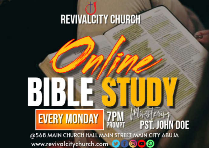 Black Joyful Online Bible Study Service Postcard Template | PosterMyWall