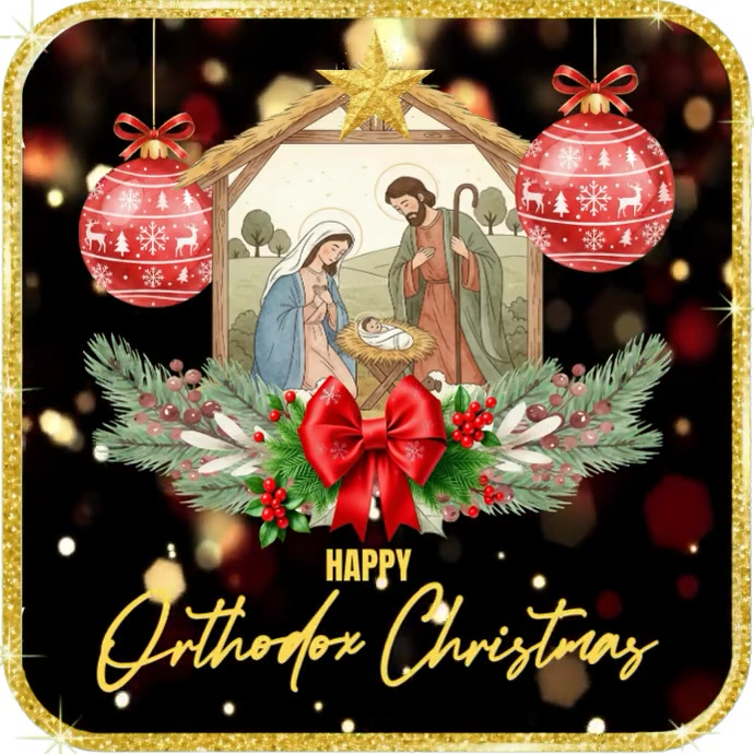 Black Joyful Orthodox Christmas Instagram Post Template | PosterMyWall