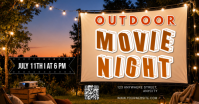 Black Joyful Outdoor Movie Night Facebook Shared Image Isithombe Esabiwe ku-Facebook template