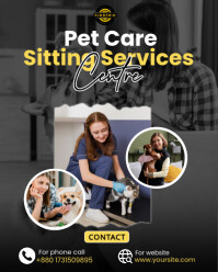 Black Joyful Pet Care Services Instagram Portrait template
