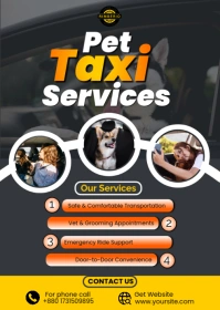 Black Joyful Pet Taxi Services A6 template